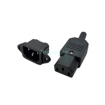 

1PC AC250V 10A 3pin IEC C13 Power Supply plug socket Adapter Male plug & Female Jack Rewirable Cable Wire Connector