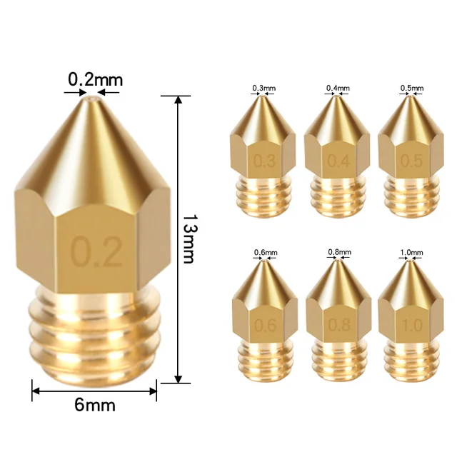 Buse de pièces d'imprimante 3D, buse en laiton 0.4mm/0.6mm/0.8mm