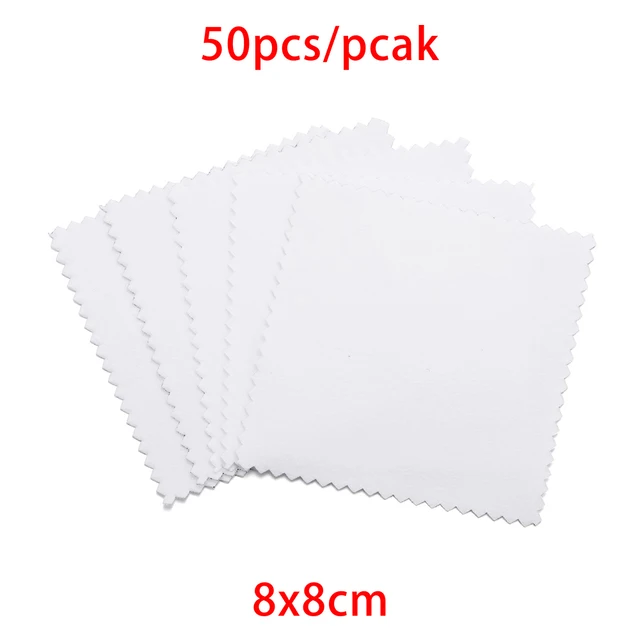 10-50pcs Polish Polishing Cloth Silver Color Cleaning  Polishing Cloth Soft Clean Wipe Wiping Cloth For Silver Gold Jewelry Tool White 8x8cm 50Pcs