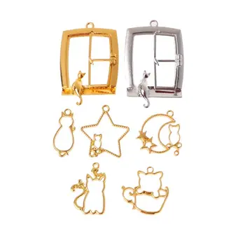 

14Pcs Pet Cat Blank Pendant UV Resin Frame Open Bezel Setting For Jewelry Making R9JE