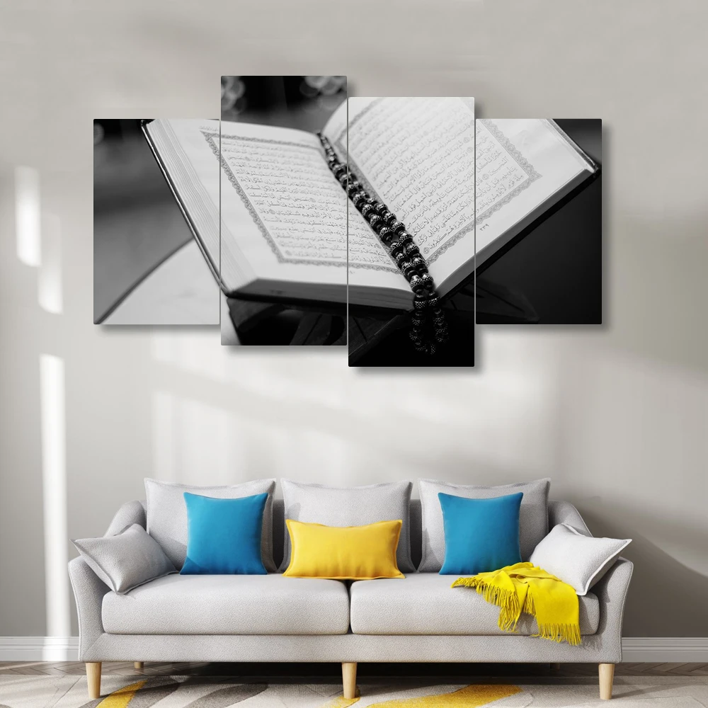 

CAPICS 5 4 3 1 Panels Canvas Art Quran Painting House Muslim Art Ready To Hang Wall Art Cafe Wall Painting Dropshipping Supply