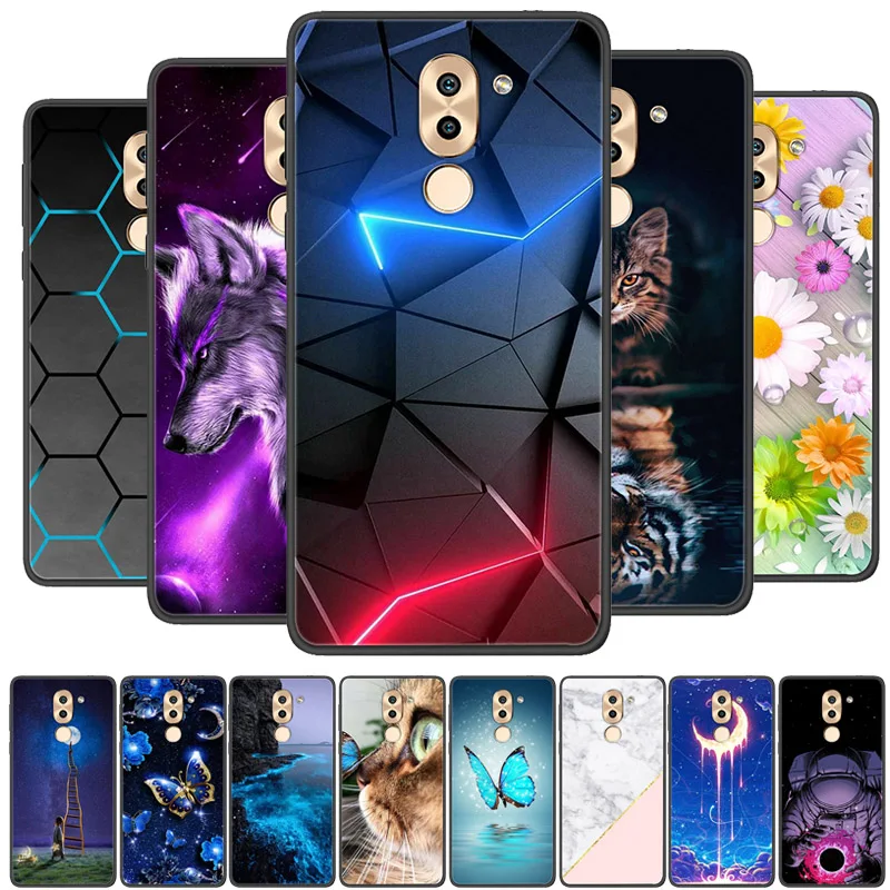 Чехол для Huawei Honor 6X силиконовый чехол с милым волком и цветком телефона из ТПУ 6 X