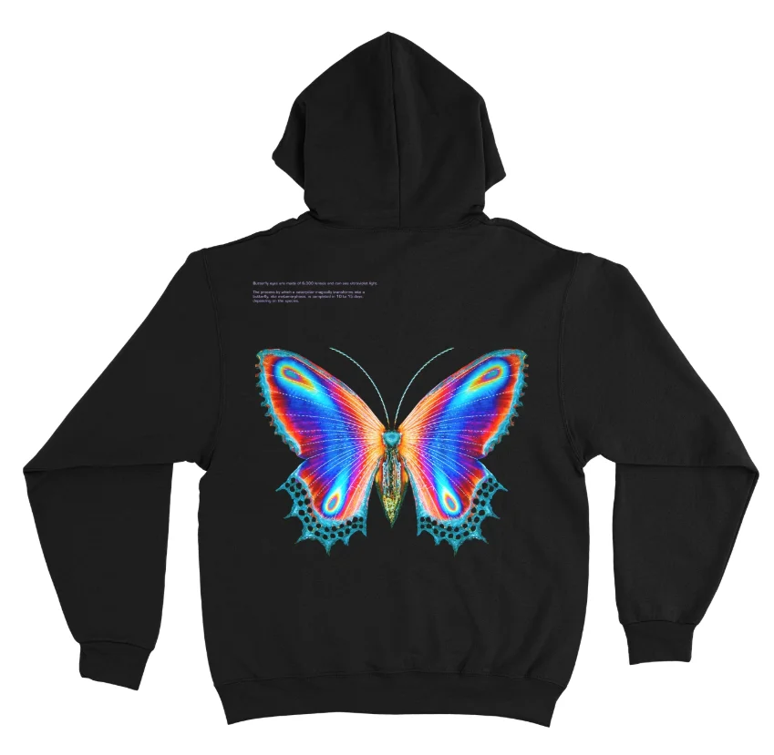 Insect Gift Sweater Garden Lover Sweatshirt Rainbow Butterfly Hoodie Abstract Wings Hoody