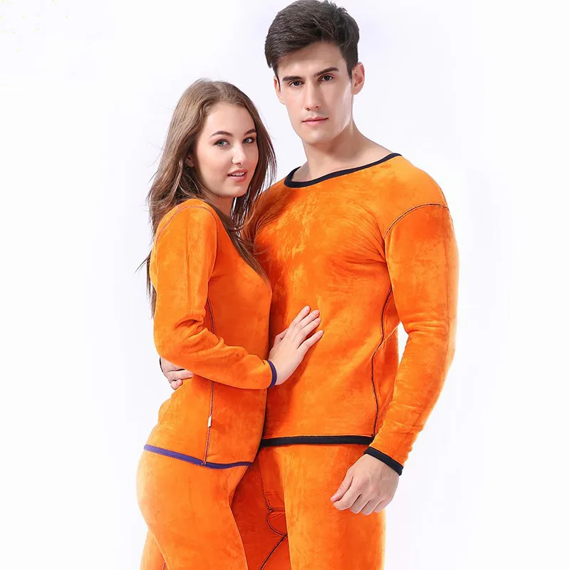 

Long JohnWinter Extra Thick Cotton Underwear Set Plus Velvet Thick Gold Silk Warm Men and Women Super Soft Cashmere Warm Clothes