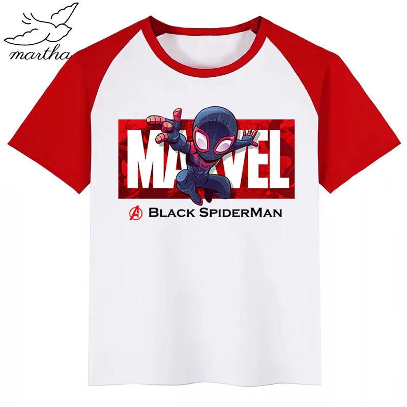 Marvel Мстители Железный человек Капитан Америка Человек-паук Халк Мультфильм модная забавная Футболка с принтом детские топы с круглым вырезом для мальчиков и девочек, футболка