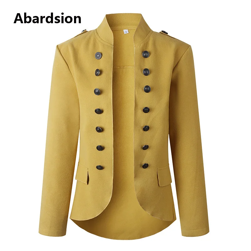 Abardsion осенний Модный повседневный Блейзер Куртка с капюшоном для женщин с длинным рукавом двубортный желтый бордовый зеленый пиджак пальто - Цвет: Цвет: желтый