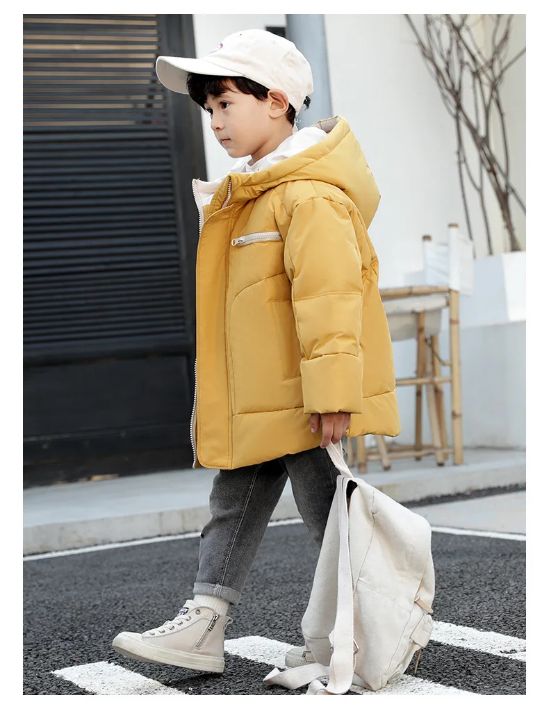 CHILDREN'S down Jacket Thick Mid-length White Duck down BOY'S Coat Hooded Children Winter New Style Western Style