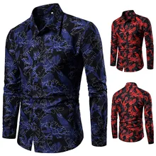 Plus Size Shirts Men Shirt Long-sleeved Clothing Males Printed Single Breasted New Arrival Product Stylish M-3XL Clothes