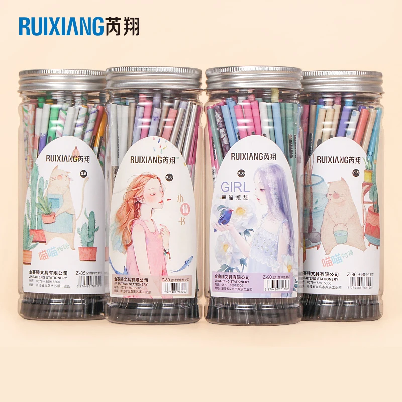 80 шт./банка сменные гелевые ручки Ruixiang 0 28/0 38/0 5 мм|gel pen refill|korean kawaiipen gel |