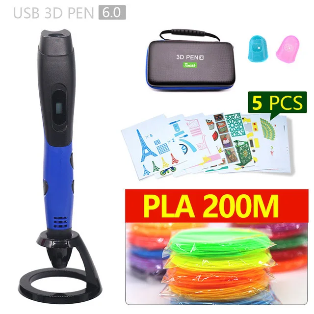 Blue pen 200m PLA 3d Ручка 3d ручки, 1,75 мм ABS/PLA нити, 3 d Ручка 3d модель, креативная 3d Ручка для печати, подарок на год, подарки на Рождество, подарки на день рождения - Цвет: Blue pen 200m PLA
