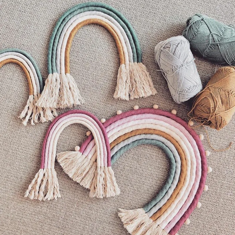 

DIY Rope Rainbow Hanging Handmade Weaving Ornament Nordic Baby Kids Room Wall Decor Nursery Hanging Home Decoration Accessories