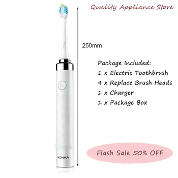 

KONKA Electric Ultrasonic Toothbrush Massage Waterproof Whitening Toothbrush Smart Timer With 4 Replacement Toothbrush Heads New