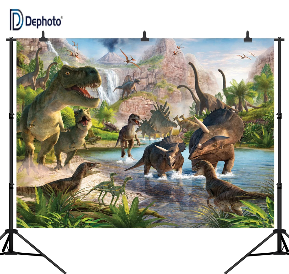 DePhoto 3D мультяшный динозавр тематическая вечеринка на день рождения бесшовный
