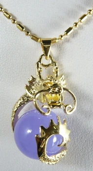 

wholesale Chinese fancy design 18k dragon inlay 12mm purple Natural jade pendant jewelry 04