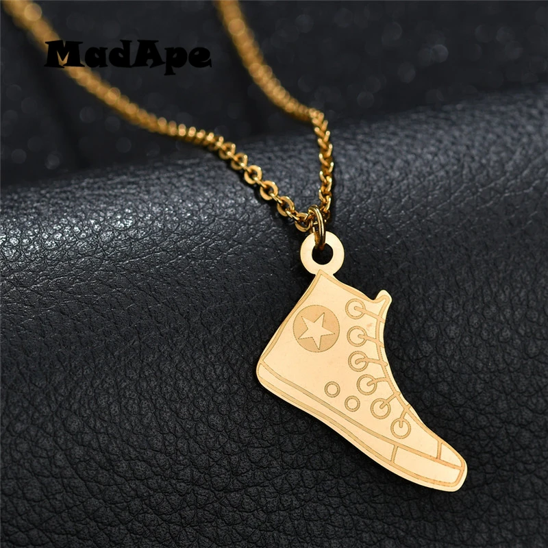 MadApe Women Stainless Steel Necklace Shoes Pendants Chain Gold Silver Color Sweater Choker For Christmas Gift Jewelry | Украшения и
