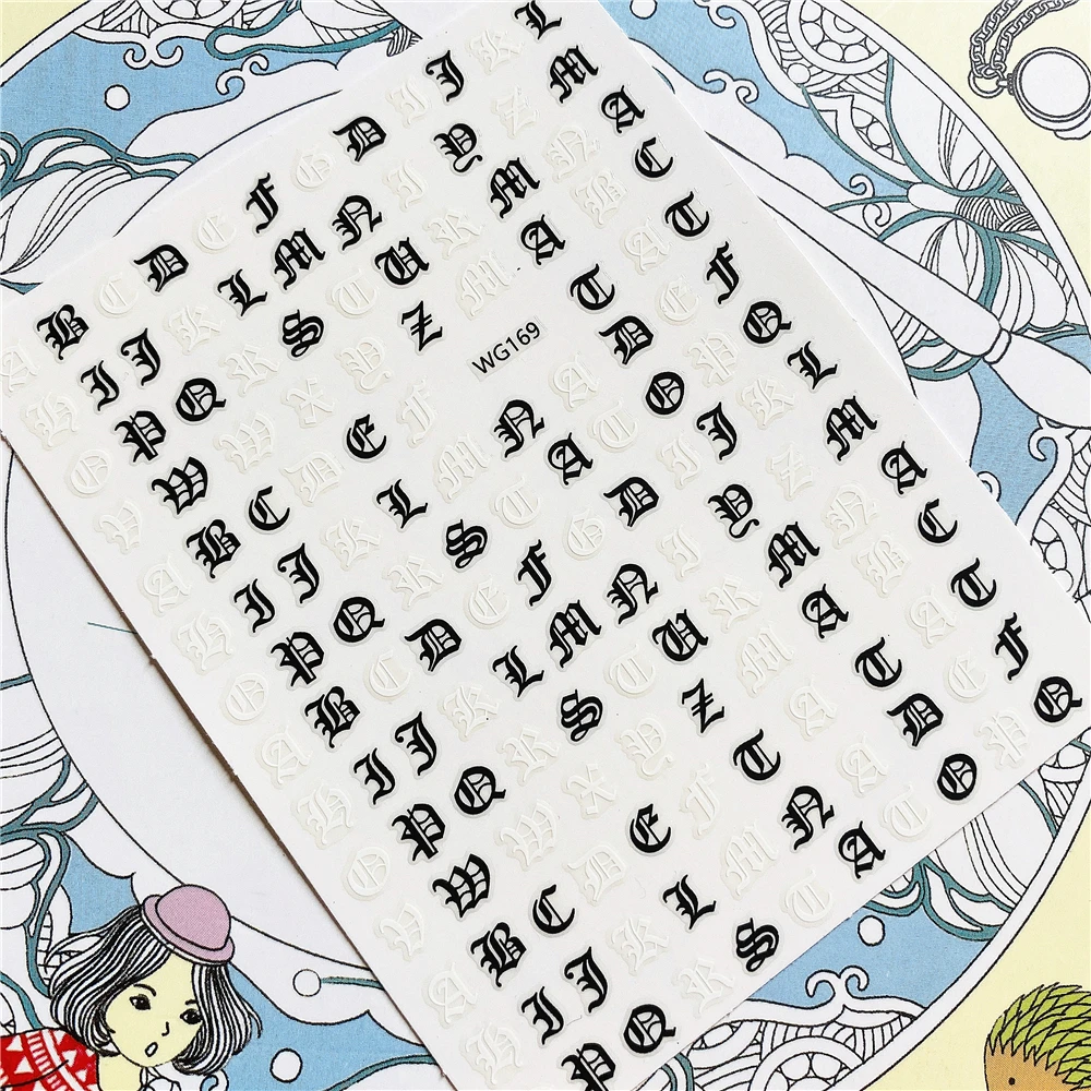 

WG-143 WG-149 WG-156 WG-169 alphabet star cross shape 3D Back glue Nail Art Stickers Decals Sliders Nail ornament decoration