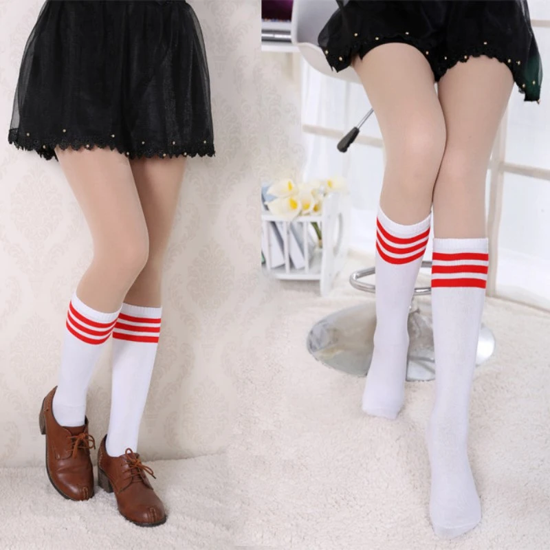 Three Stripe Tights Women Stockings Female Knee Below Pantyhose Girls Student Hosiery Fashion Stockings