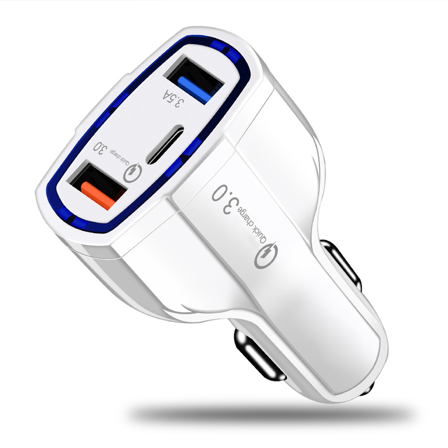 3 USB Car Charger Quick Charge 3.0 QC3.0 Universal Type C Fast Charging For iPhone 12 Pro 11 XS XR X 8 Xiaomi Huawei Samsung