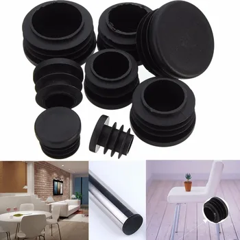 

New 10pcs Black Plastic Furniture Leg Plug Blanking End Caps Insert Plugs Bung For Round Pipe Tube 8 Sizes