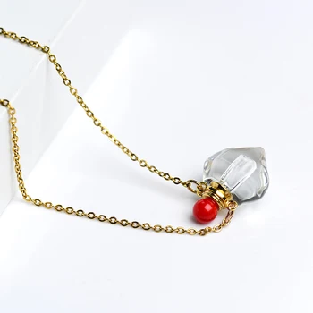 

Diamond sliver gold plated chain perfume bottles pendant necklace perfume women