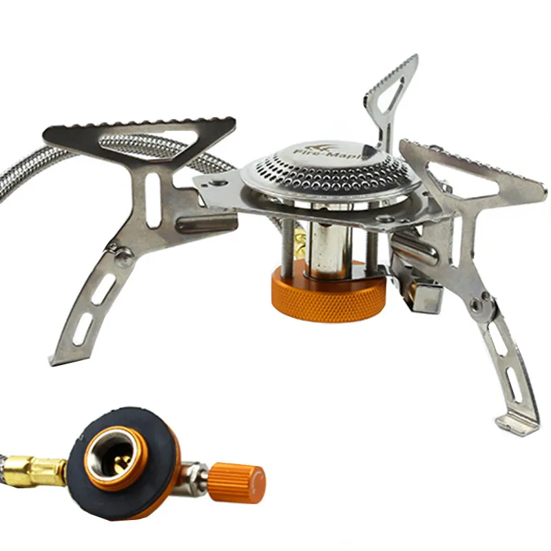 

Hiking Outdoor FMS-105 Stainless Steel Gas Stove Portable camping Split Burner Free shipping Foldable Igniter Cooking