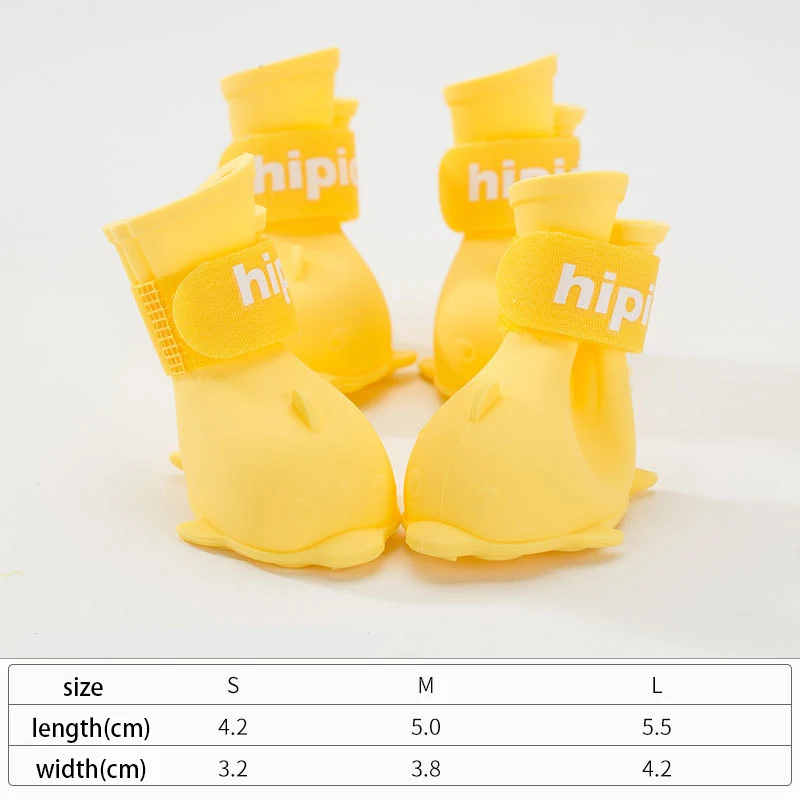 4Pcs/set Pet Dogs Winter Dolphin Rubber Shoes Rain Snow Waterproof Booties Socks Rubber Anti-slip Shoes For Small Medium Dogs