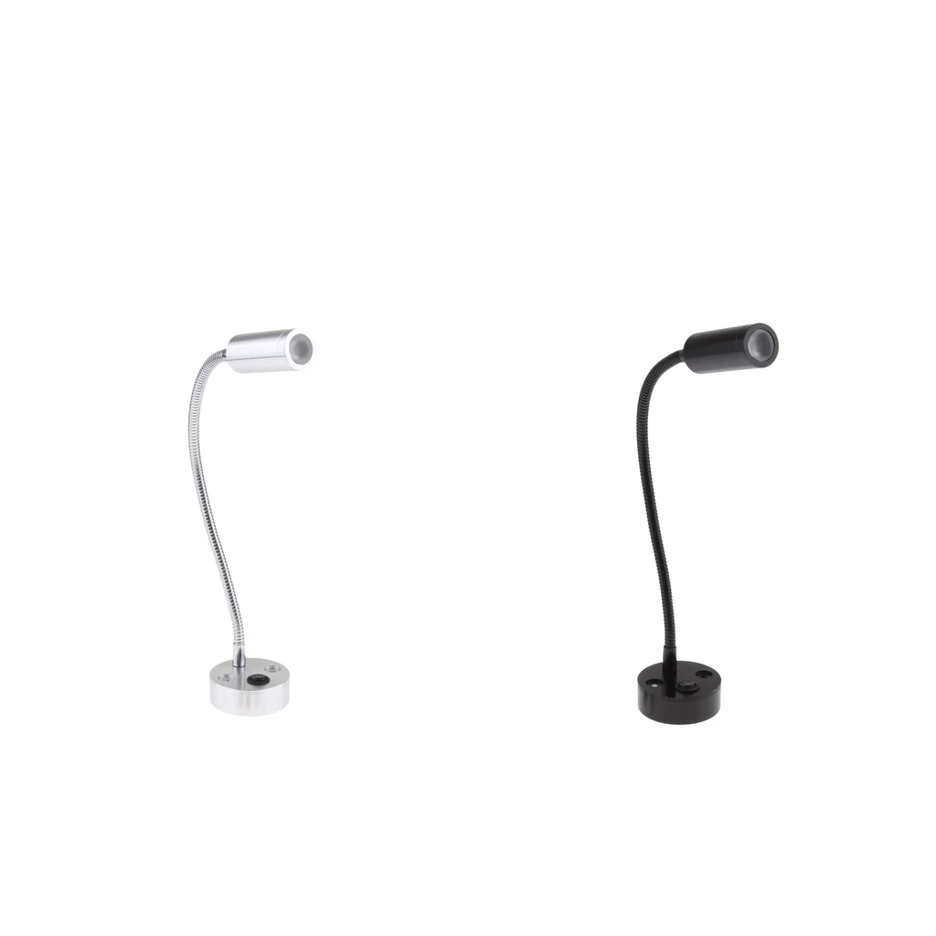 2pcs LED Wall Lamp 3W, Bedside Wall Light- Adjustable Reading Lamp with Long Gooseneck, Lighting for Marine, Boat, RV