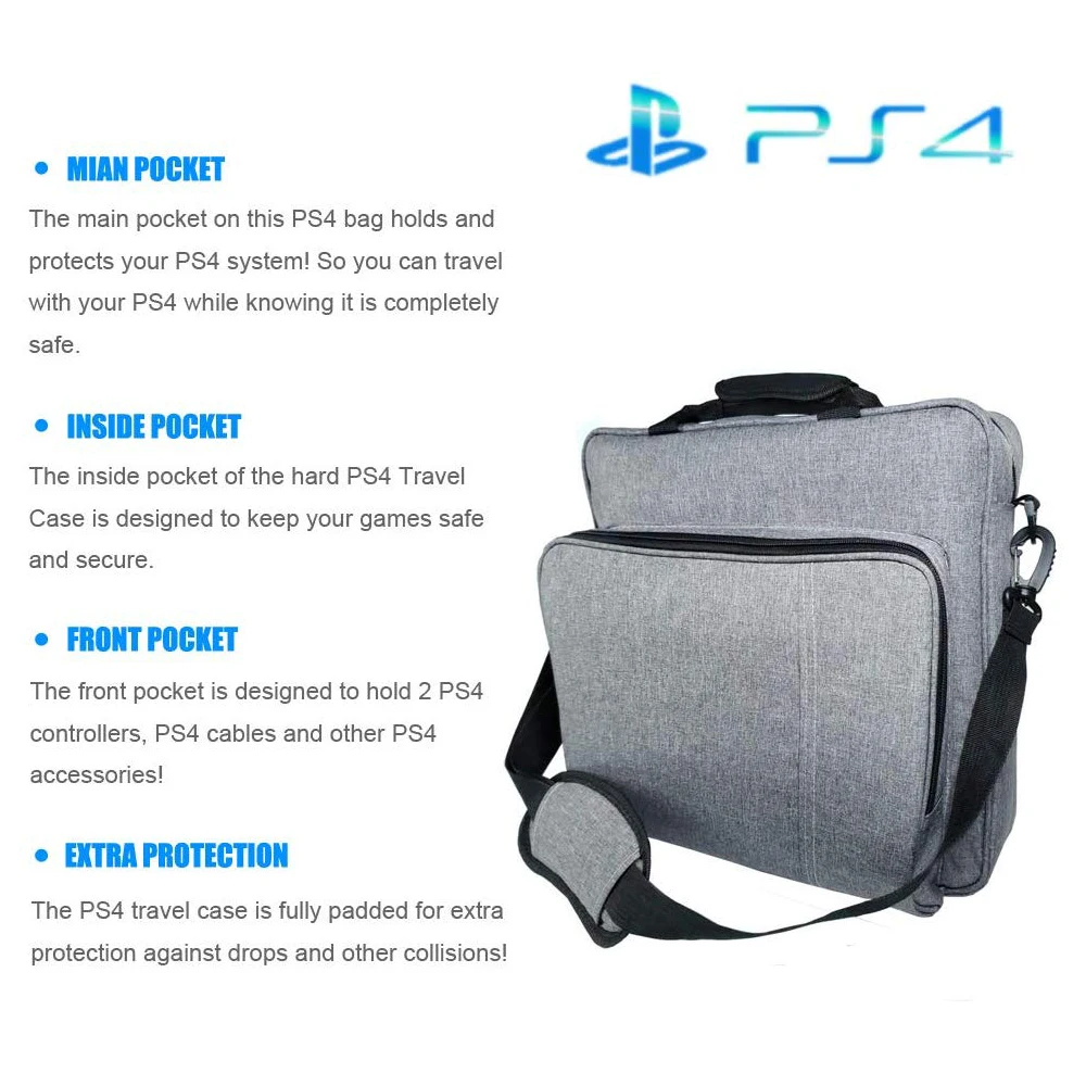 Сумка Slim Game System для PS4/PS4 Pro портфель из холщовой ткани с плечевым ремнем хранения и