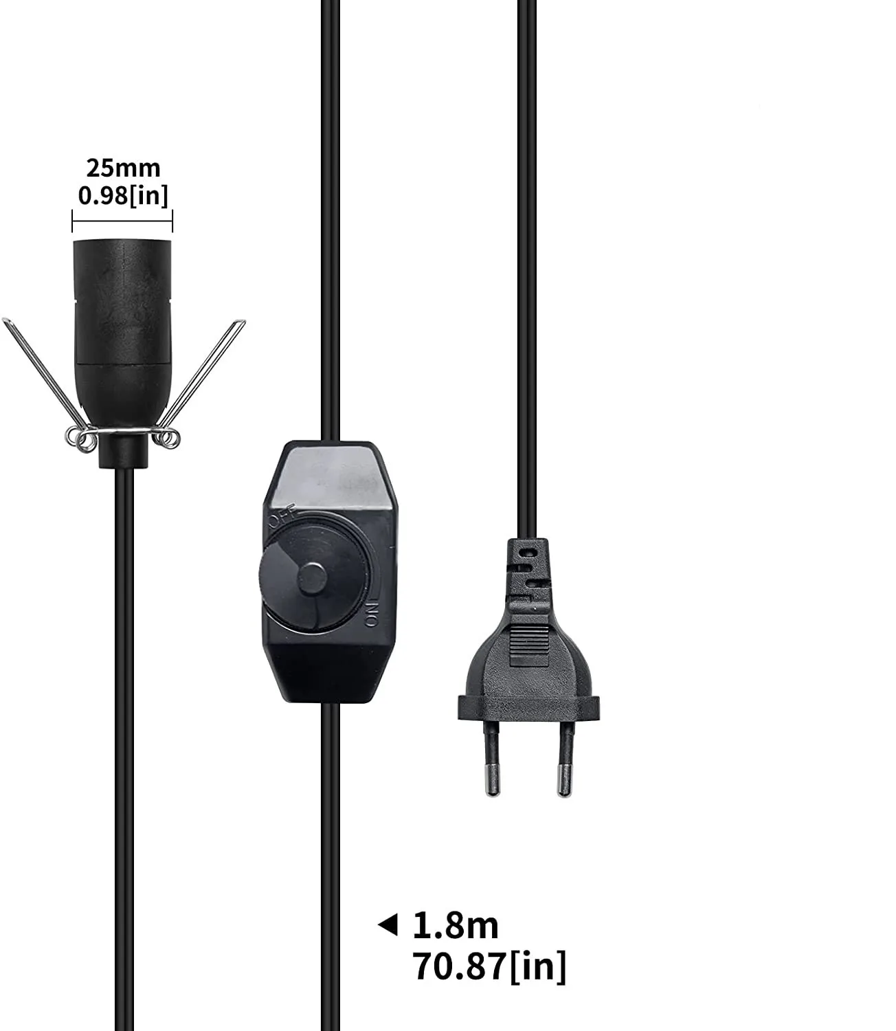 E14 Lava Lamp Base Holder Power Cord EU Plug Screw Socket Extension Electric Dimmer Switch Himalayan Salt Light Cable 1.8m