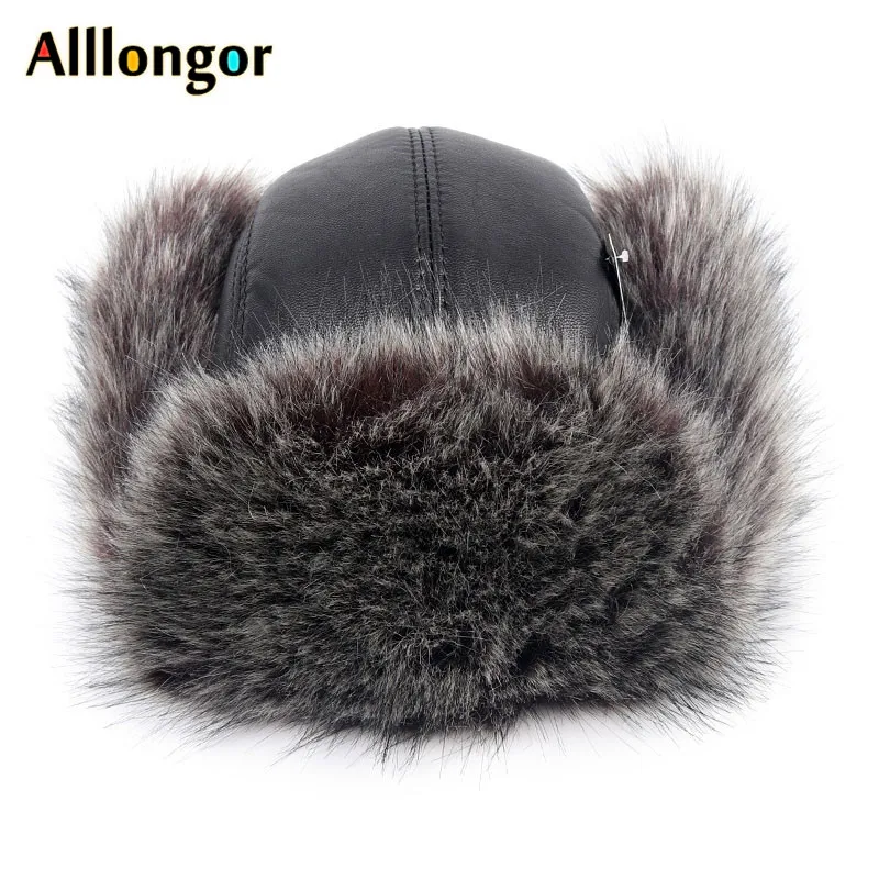 Skup Wysokiej jakości 2019 zima Ushanka skóra sztuczne futro z lisa rosyjski kapelusz kobiety mężczyźni radzieckie Bomber kapelusze śnieg czapka gorro ruso hombre
