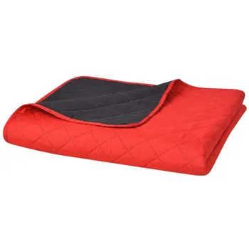 

vidaXL Zweiseitige Steppdecke Tagesdecke Rot/Schwarz 220x240cm