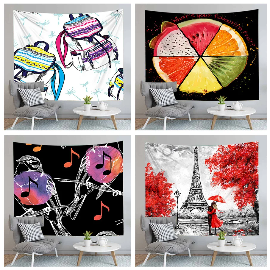 Cartoon Tapestry Bag Carpet Fruits Wall Hanging Tapestries Soft Fabric Bedspread Home Decoration Large Size | Дом и сад