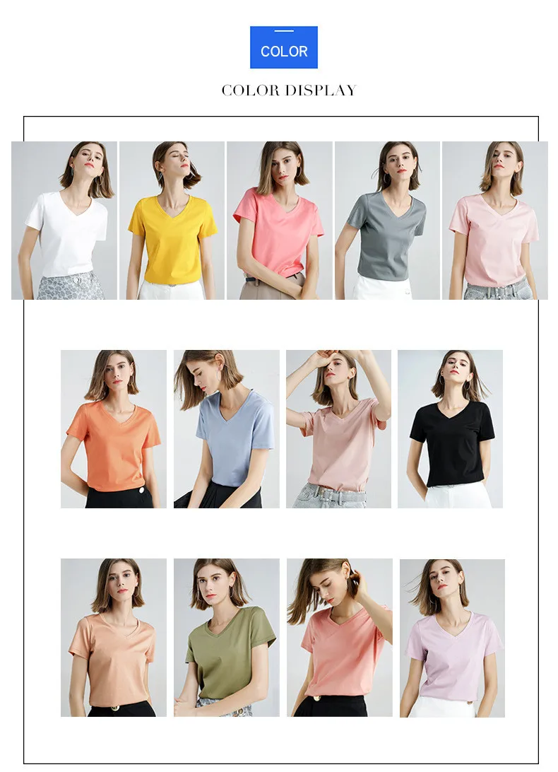 MRMT 2025 Brand New 80S Pure Cotton Women's T Shirt High Quality T-shirt for Female Short Sleeve V Collar Leisure Tops Tshirt