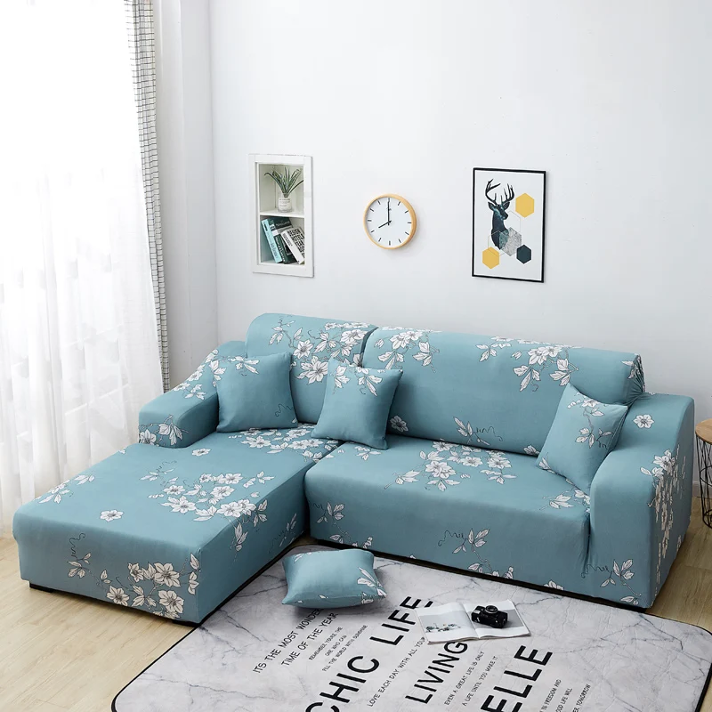 2 Pcs Covers for L Shaped Sofa Living Room Corner Sofa Covers Sectional Chaise Longue Sofa Slipcover Stretch Elastic