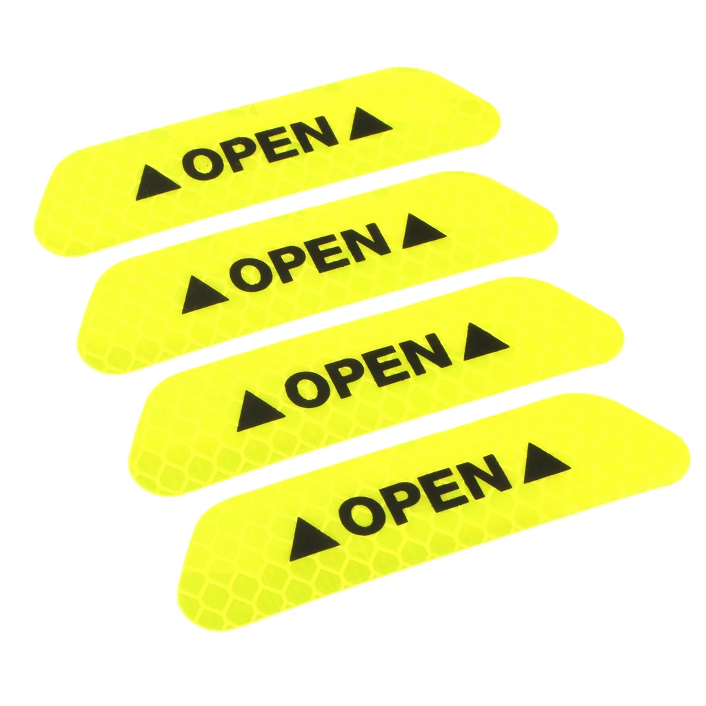 4 Pieces Car Door Open Sticker Reflective Safety Warning Auto Decal Film Easy to Clean 93*25mm 