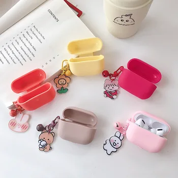 

fundas For AirPods PRO CaseAirPods 3 case cute bear cartoon / flower keyring silicone Earphone case For Air pods pro Cover
