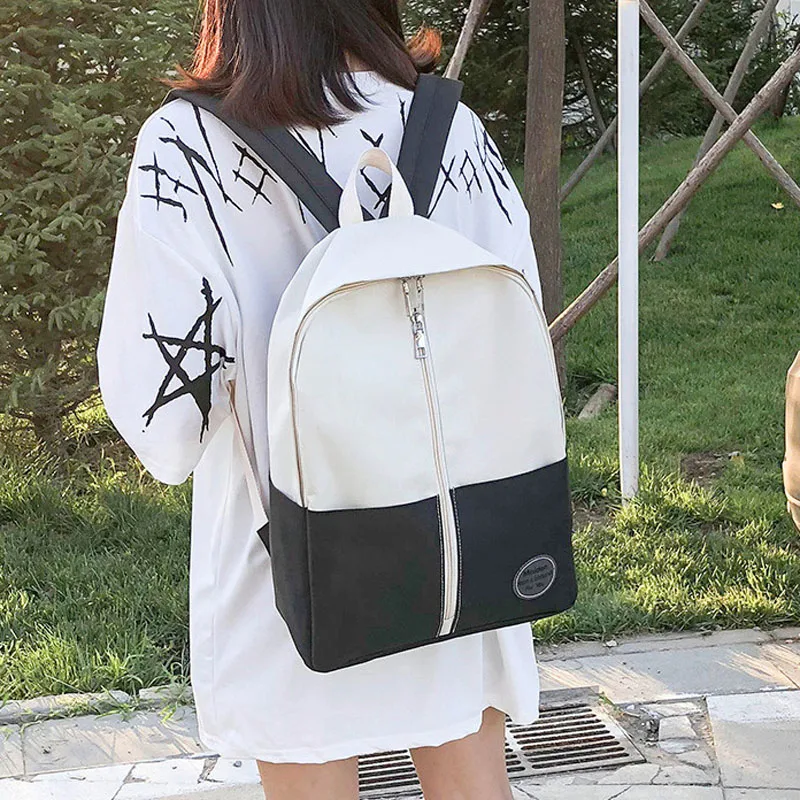 

Cute Color Matching Canvas Shoulder Bag Female Ins Contrast Color Small Fresh Japanese Backpack Simple High School Student Backp