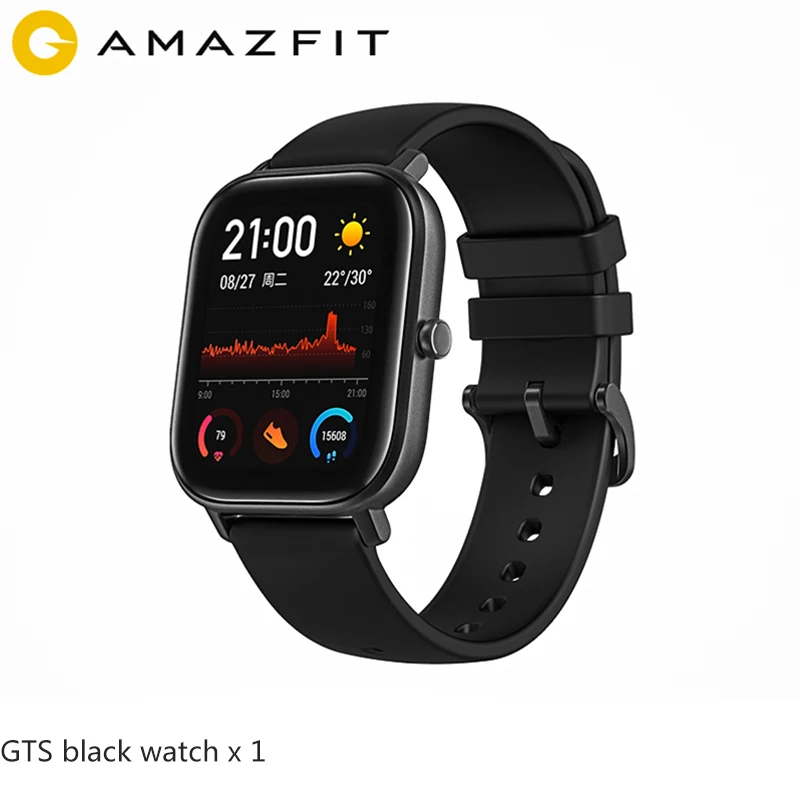 Смарт-часы Amazfit GTS, черные, 5 АТМ, водонепроницаемые, для плавания, умные часы, 14 дней, батарея, MusicControl, для Android, для ios, globalversion - Цвет: black watch