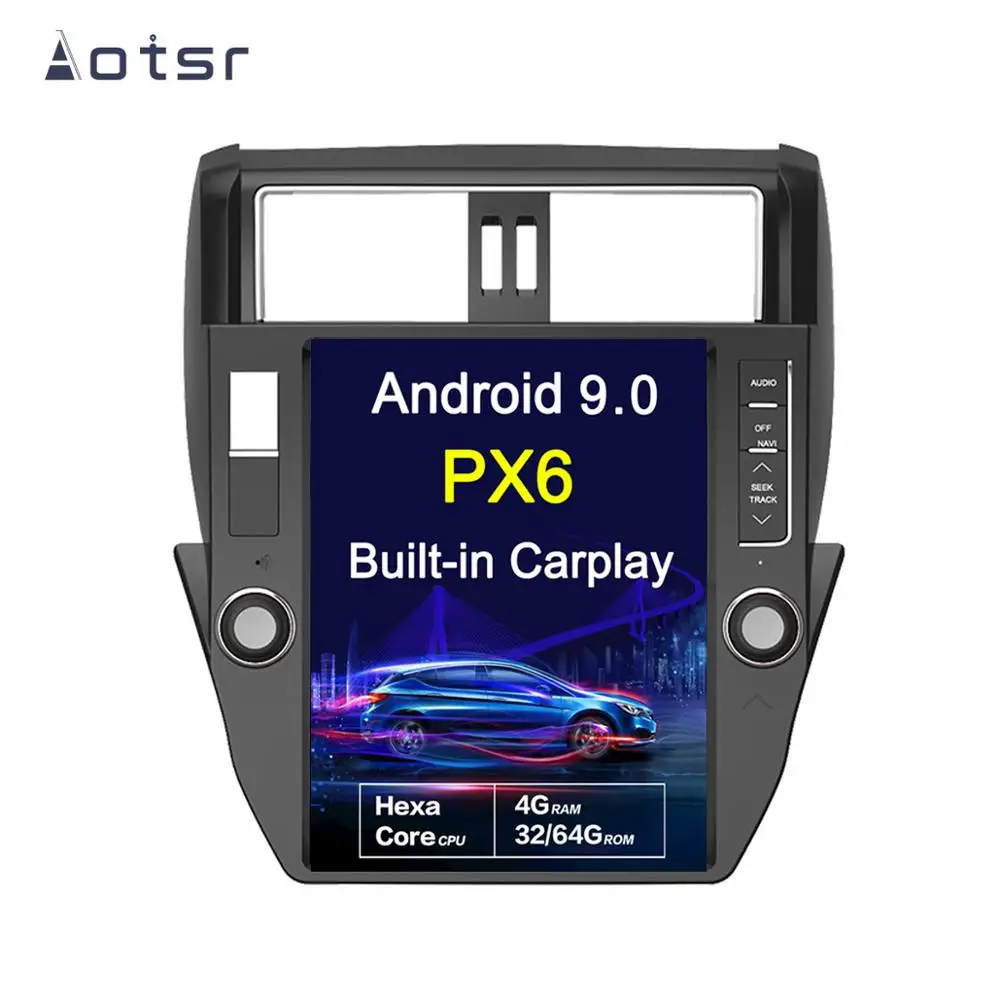 Android 9.0 Tesla style 12.1‘’ Vertical screen Car GPS Navigation For TOYOTA LAND CRUISER Prado150 2010+ Multimedia radio Player