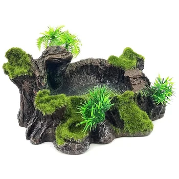 

Reptile Box Decorative Resin Reptile Waterproof Platform Artificial Tree Reptile Water Bowl Suitable for Reptiles