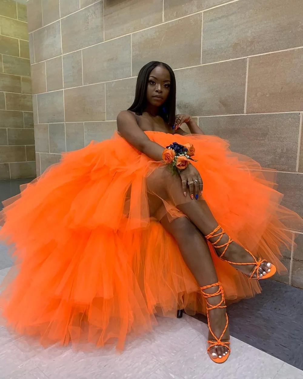 Tiered High Low Orange Tulle Dress Custom Made Tulle Skirts Women Long  Puffy Tutu Skirt For Gilrs Birthday Party Saia|Skirts| - AliExpress