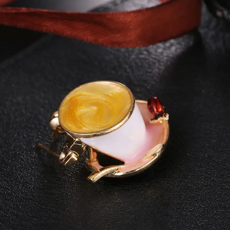 Кофейная чашка ложка Форма диска Броши золотого цвета брошь булавки для женщин и мужчин одежда костюм пальто аксессуары 72XF