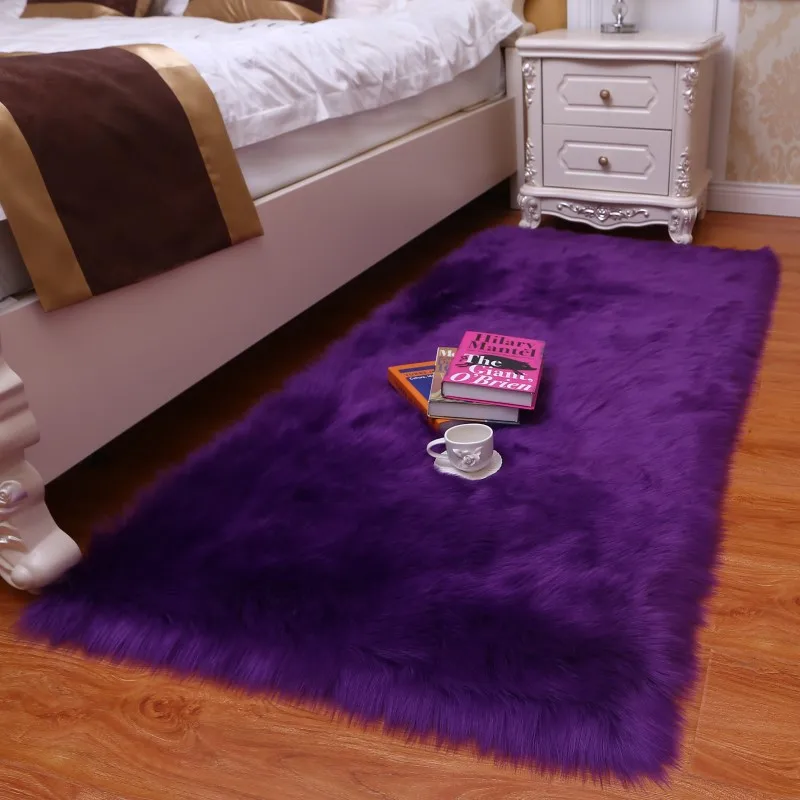 04001-Purple Большой ковер из искусственного меха для спальни, гостиной, декоративный Пушистый Ковер, красный/розовый/синий/белый, пушистые ковры, прикроватные напольные ковры - Color: 04001-Purple