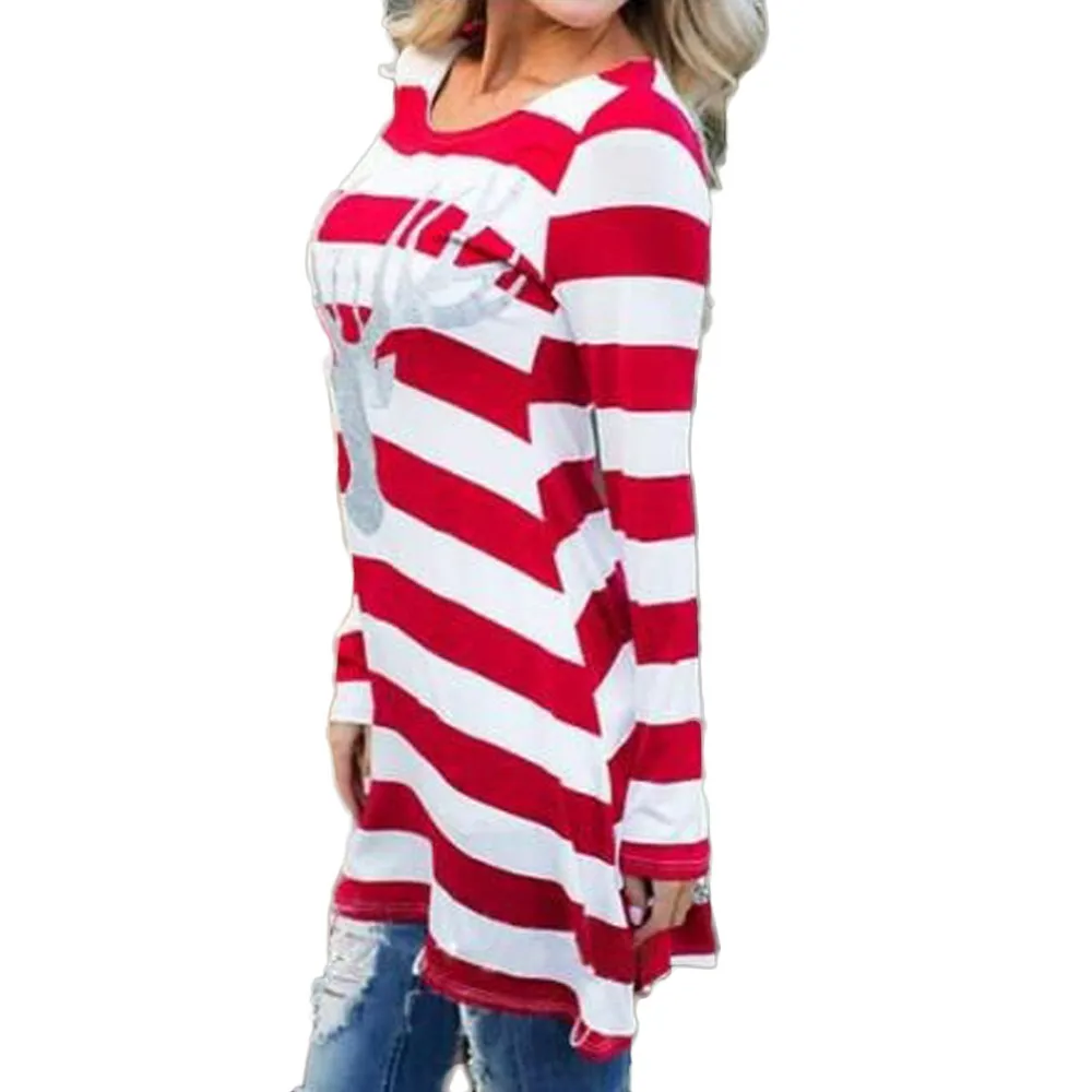 Robe hiver femme женское платье зимнее платье в полоску рождественское платье с круглым воротником Повседневное платье с длинными рукавами и лосем vestidos ropa mujer