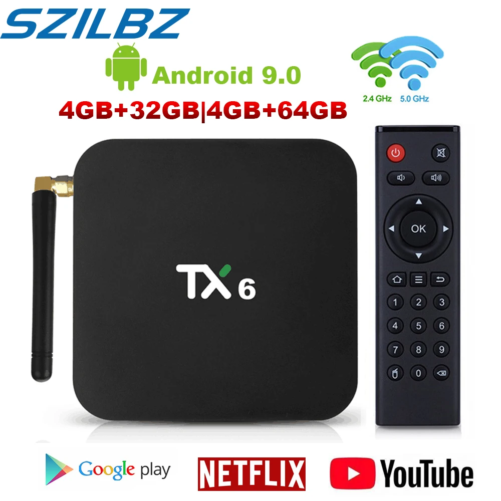Smart tv Box Android 9 0 Tanix TX6 Allwinner H6 4 Гб ОЗУ 64 32 ПЗУ 4K USB 3 2 4G/5 ГГц двойной WiFi PK H96 Max медиаплеер