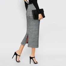 Зимние женские Элегантные вязаные женские юбки Футляр простые тонкие облегающие Женские мягкие тянущиеся вязаные юбки