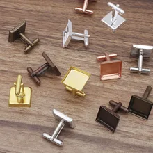 10pcs French Cuff Links Cufflinks Base 16mm 18mm 20mm 25mm Square Cabochon Setting Bronze/Silver/Gold Blank for Diy jewelry