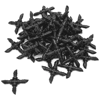 

(100 Packs)-Barbed 1/4 Inch Drip Irrigation 4-Way Cross Connector (Drip Irrigation Pipe Connector (Cross))