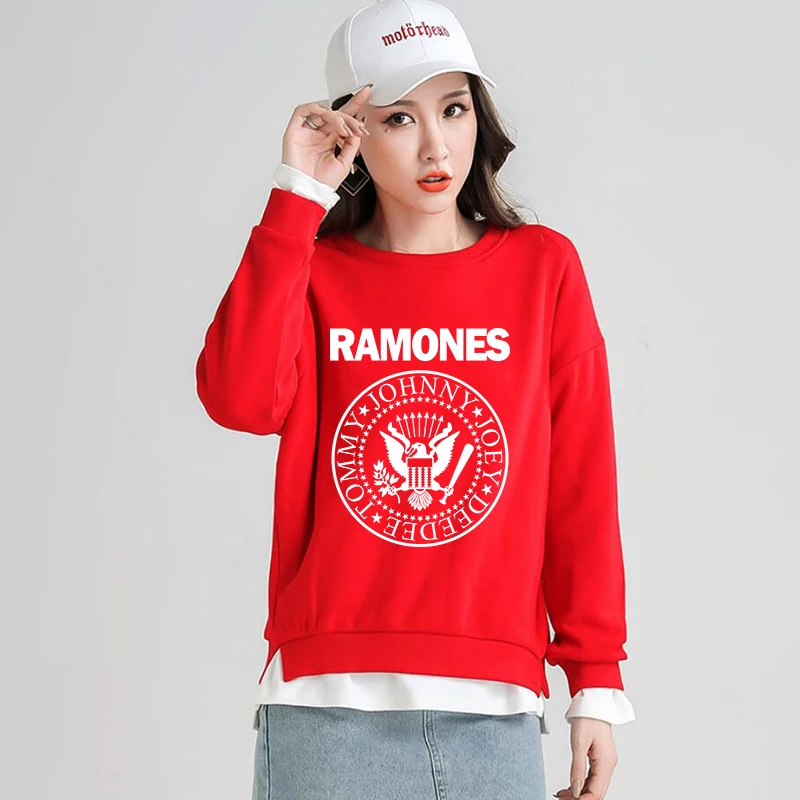 Ramones толстовки Красный Рок н ролл Король Королева Толстовка с принтом динозавра женский свитер Женская Толстовка Пуловер белая толстовка