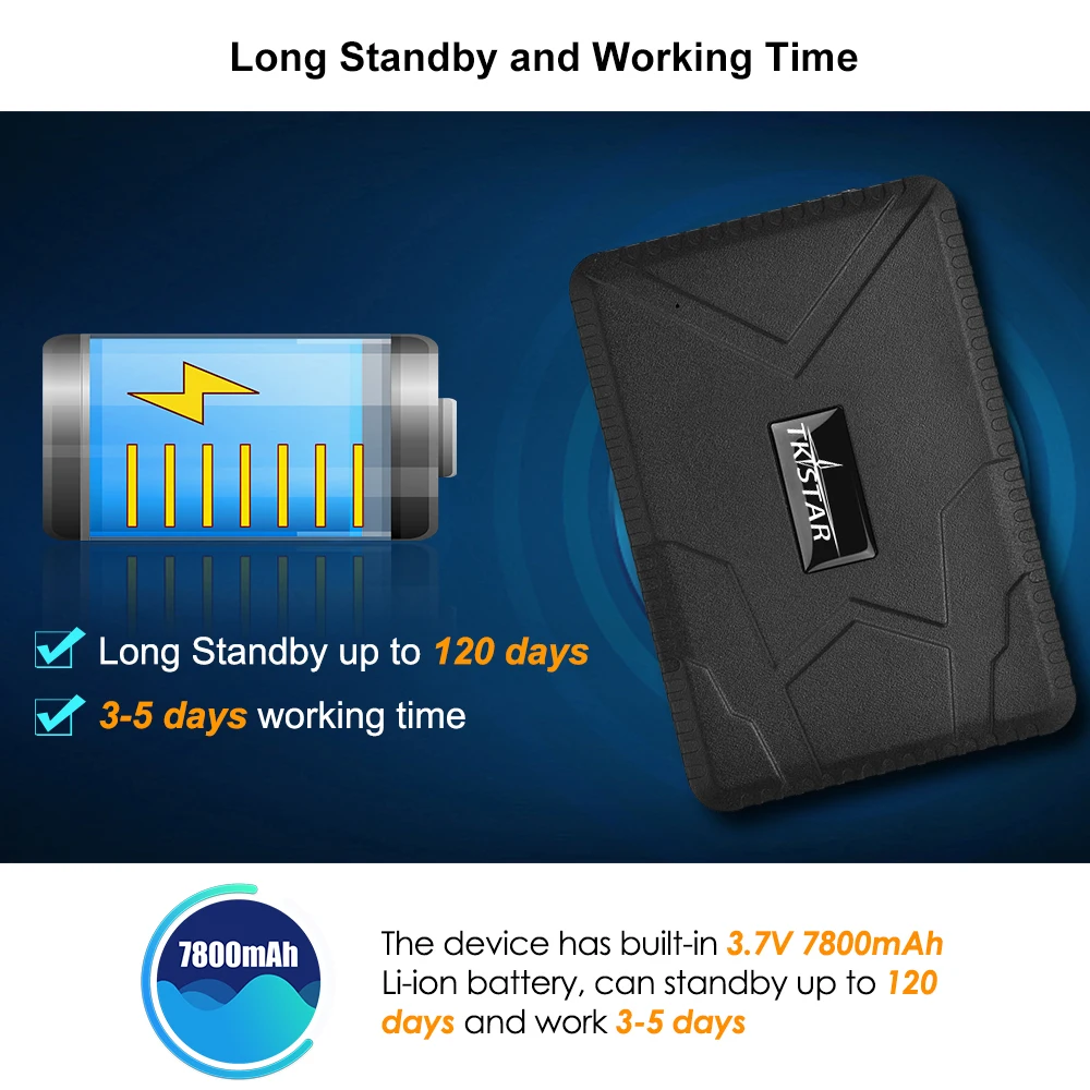 Car GPS Tracker 4G GPS Locator TKSTAR TK915 7800mAh Magnetico Car Tracker Waterproof Shake Fall Alarm Free APP gps tracker car tracker